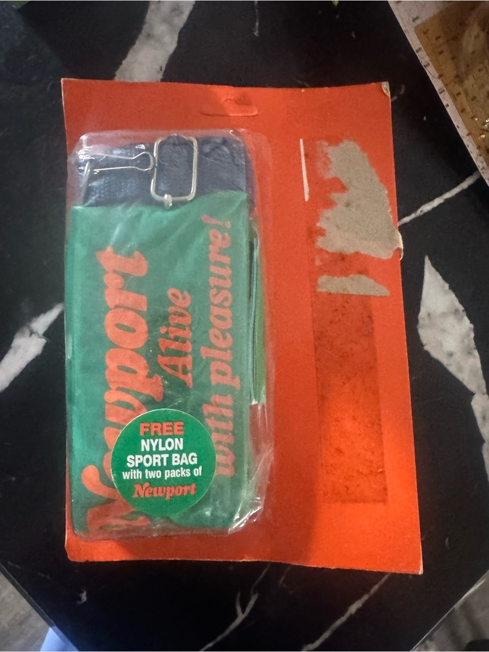 Newport Green Nylon Sport Bag with Orange Logo